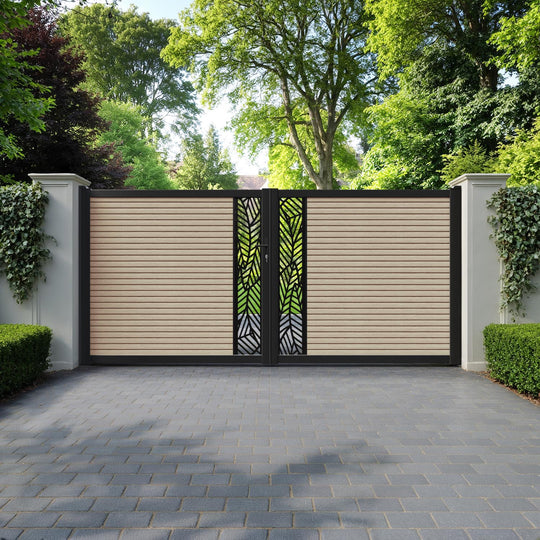 Hudson Habitat Straight Top Driveway Gate - Light Oak - Middle Screen