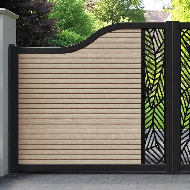 Hudson Habitat Curved Top Driveway Gate - Light Oak - Middle Screen