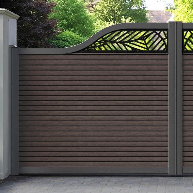 Hudson Habitat Curved Top Driveway Gate - Mid Brown - Top Screen