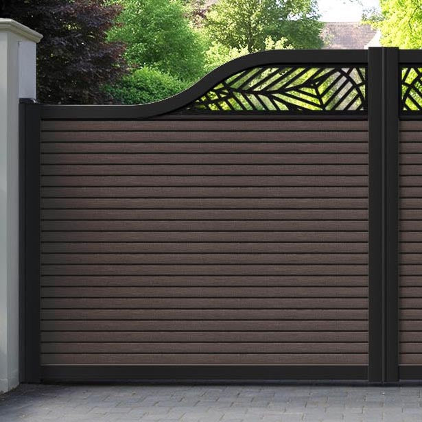 Hudson Habitat Curved Top Driveway Gate - Mid Brown - Top Screen
