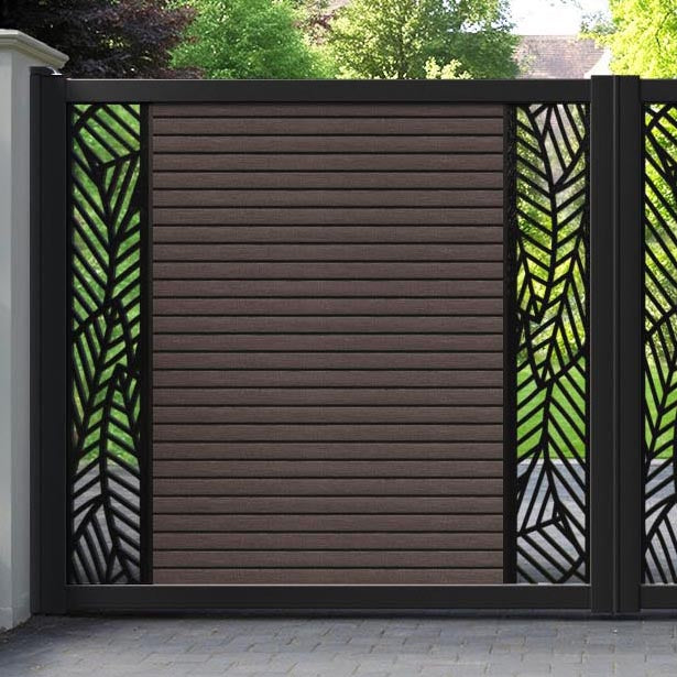 Hudson Habitat Straight Top Driveway Gate - Mid Brown - Middle & End Screen