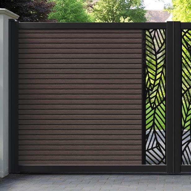 Hudson Habitat Straight Top Driveway Gate - Mid Brown - Middle Screen