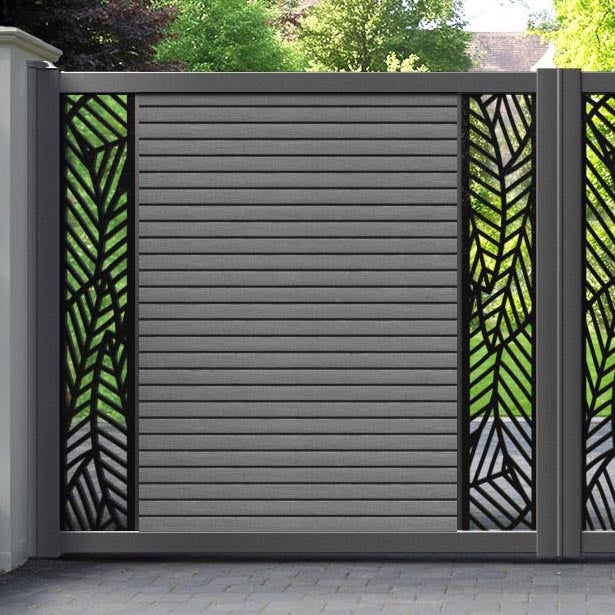 Hudson Habitat Straight Top Driveway Gate - Mid Grey - Middle & End Screen