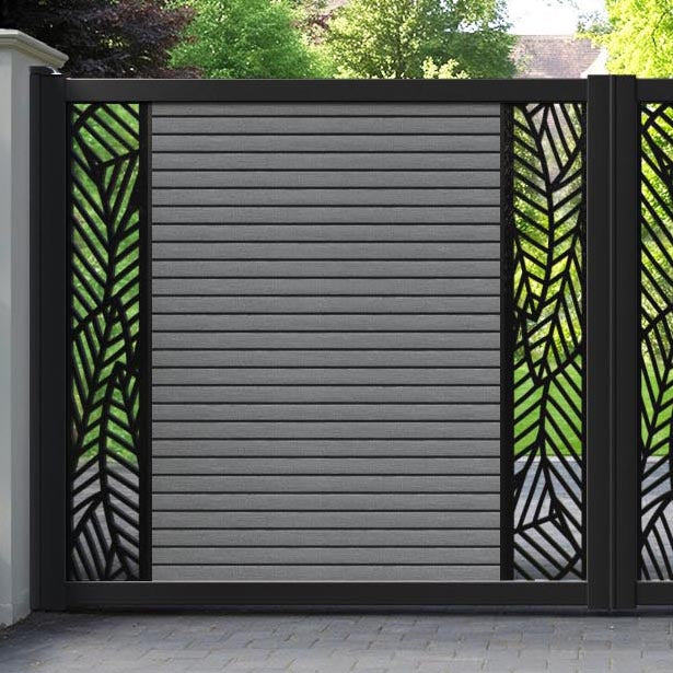 Hudson Habitat Straight Top Driveway Gate - Mid Grey - Middle & End Screen
