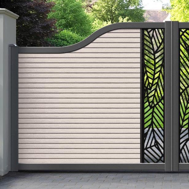Hudson Habitat Curved Top Driveway Gate - Mid Stone - Middle & End Screen