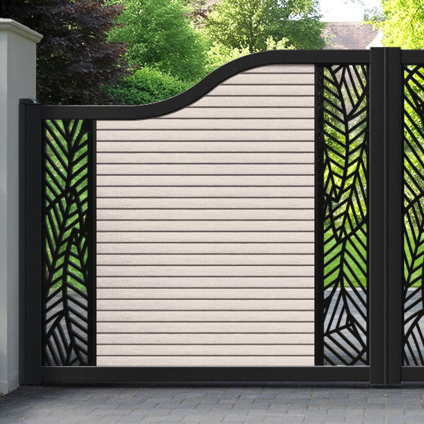 Hudson Habitat Curved Top Driveway Gate - Mid Stone - Middle & End Screen