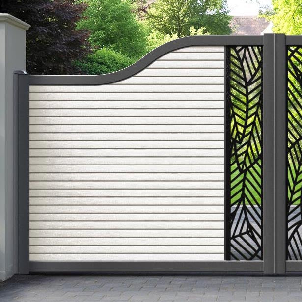 Hudson Habitat Curved Top Driveway Gate - Light Stone - Middle Screen
