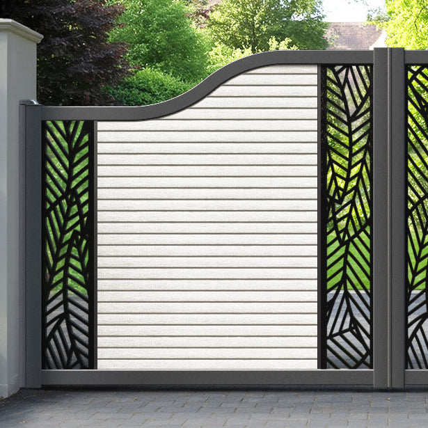 Hudson Habitat Curved Top Driveway Gate - Light Stone - Middle & End Screen