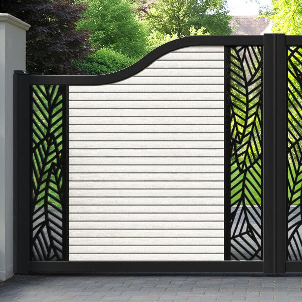 Hudson Habitat Curved Top Driveway Gate - Light Stone - Middle & End Screen
