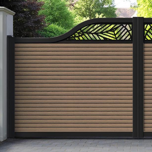 Hudson Habitat Curved Top Driveway Gate - Teak - Top Screen
