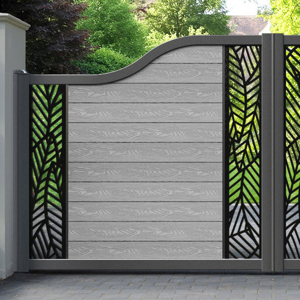 Classic Habitat Curved Top Driveway Gate - Light Grey - Middle & End Screen