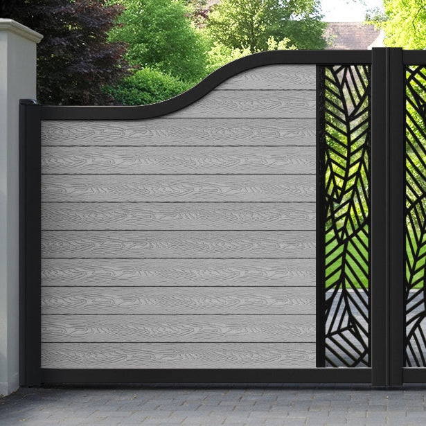 Classic Habitat Curved Top Driveway Gate - Light Grey - Middle Screen