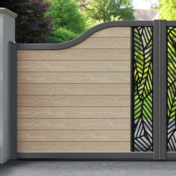 Classic Habitat Curved Top Driveway Gate - Light Oak - Middle Screen