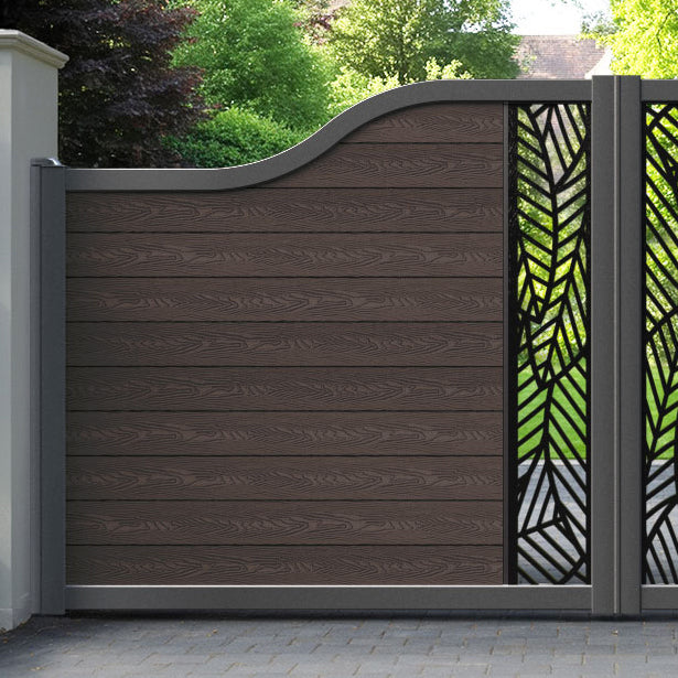 Classic Habitat Curved Top Driveway Gate - Mid Brown - Middle Screen
