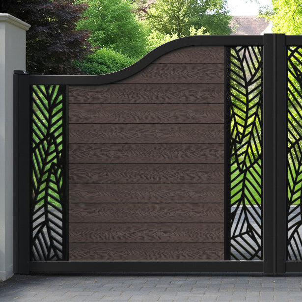 Classic Habitat Curved Top Driveway Gate - Mid Brown - Middle & End Screen