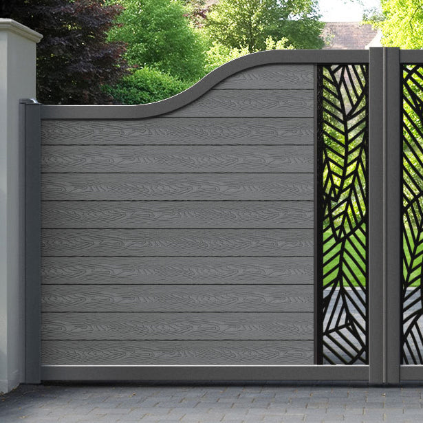 Classic Habitat Curved Top Driveway Gate - Mid Grey - Middle Screen