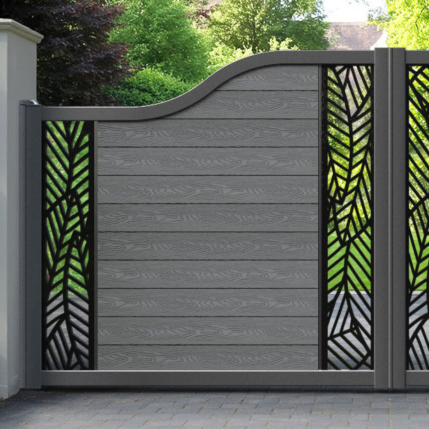 Classic Habitat Curved Top Driveway Gate - Mid Grey - Middle & End Screen