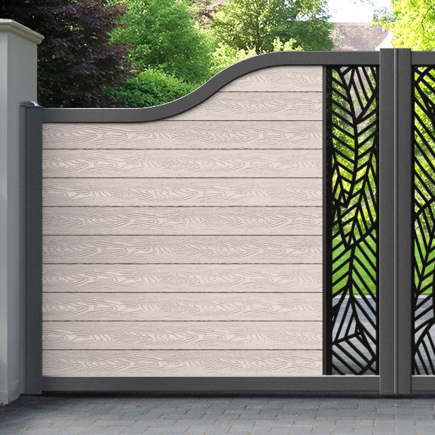 Classic Habitat Curved Top Driveway Gate - Mid Stone - Middle Screen
