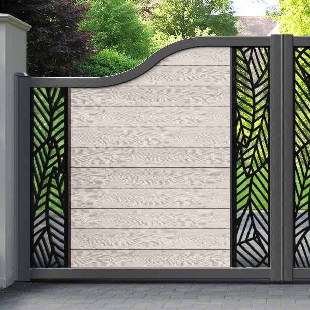 Classic Habitat Curved Top Driveway Gate - Mid Stone - Middle & End Screen