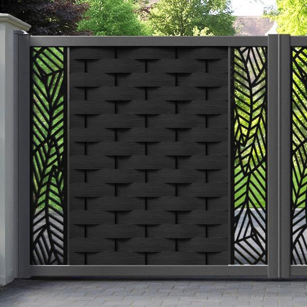 Ripple Habitat Straight Top Driveway Gate - Black - Middle & End Screen