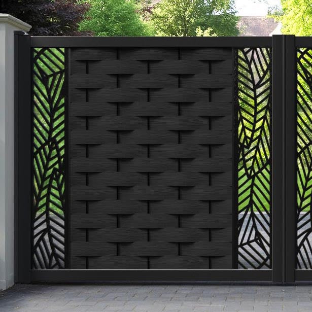 Ripple Habitat Straight Top Driveway Gate - Black - Middle & End Screen