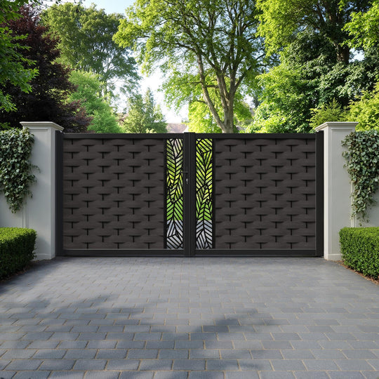 Ripple Habitat Straight Top Driveway Gate - Dark Oak - Middle Screen