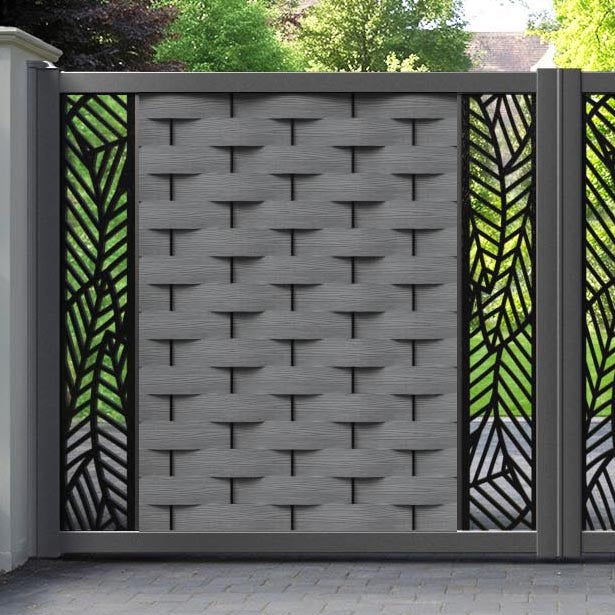 Ripple Habitat Straight Top Driveway Gate - Mid Grey - Middle & End Screen