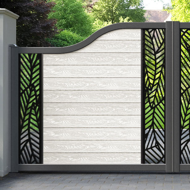 Classic Habitat Curved Top Driveway Gate - Light Stone - Middle & End Screen