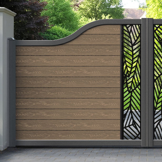 Classic Habitat Curved Top Driveway Gate - Teak -  Middle Screen