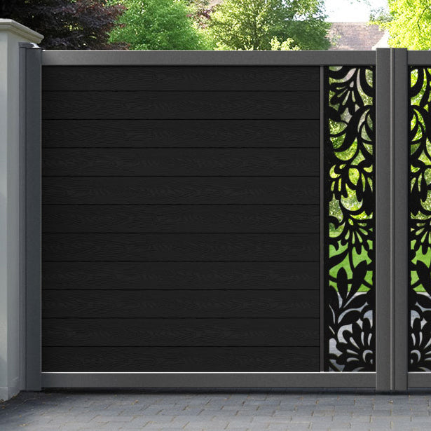 Classic Heritage Straight Top Driveway Gate - Black - Middle Screen