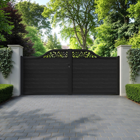 Classic Heritage Curved Top Driveway Gate - Black - Top Screen