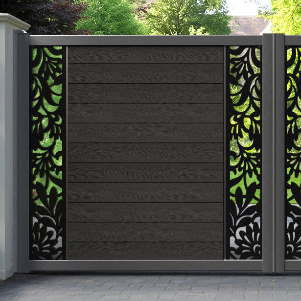 Classic Heritage Straight Top Driveway Gate - Dark Oak - Middle & End Screen
