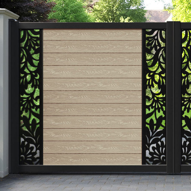 Classic Heritage Straight Top Driveway Gate - Light Oak - Middle & End Screen