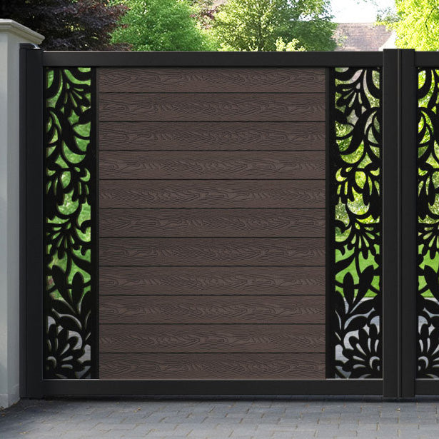 Classic Heritage Straight Top Driveway Gate - Mid Brown - Middle & End Screen