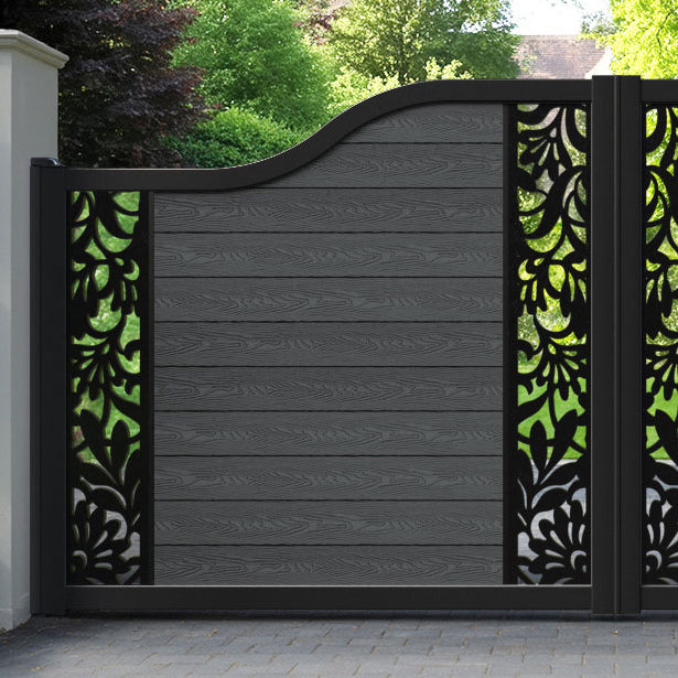 Classic Heritage Curved Top Driveway Gate - Dark Grey - Middle & End Screen