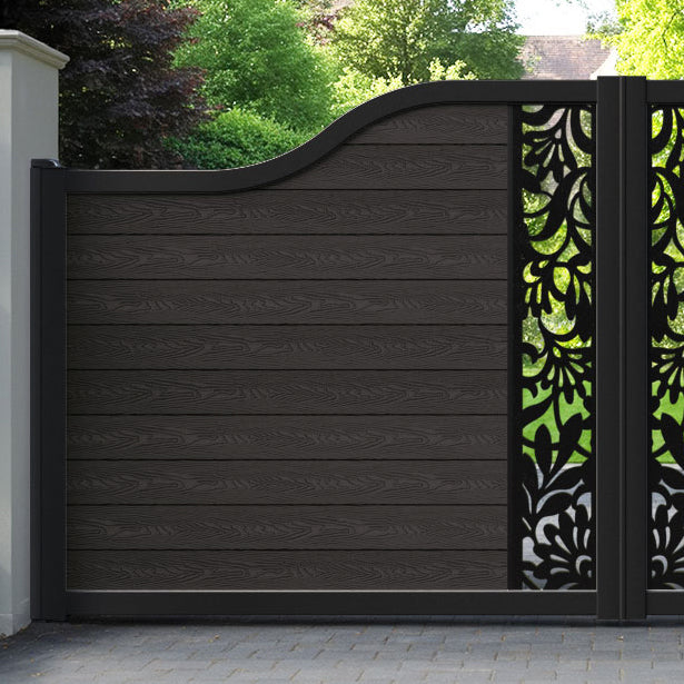 Classic Heritage Curved Top Driveway Gate - Dark Oak - Middle Screen