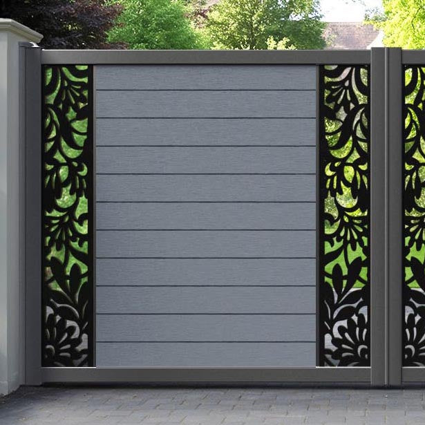 Fusion Heritage Straight Top Driveway Gate - Anthracite - Middle & End Screen