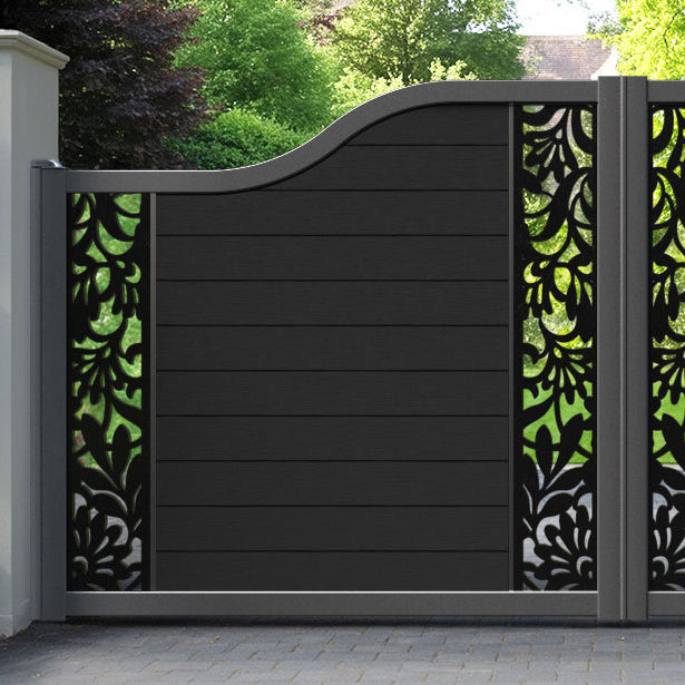 Fusion Heritage Curved Top Driveway Gate - Black - Middle & End Screen