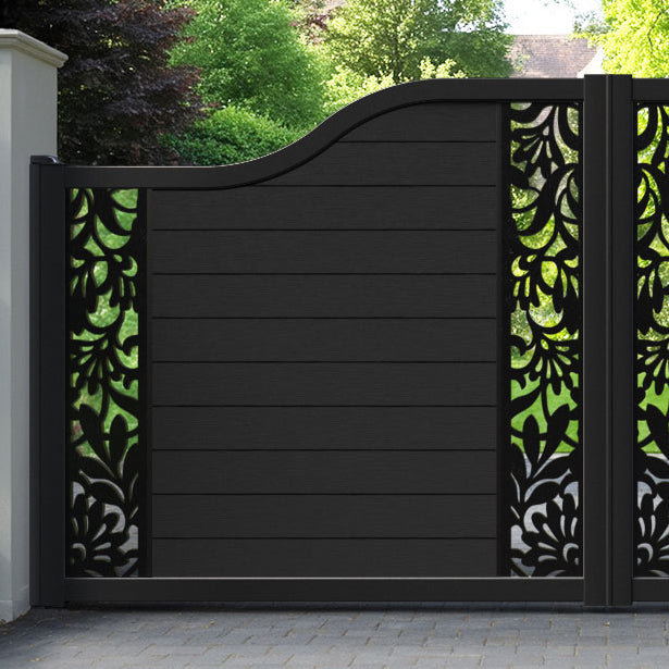 Fusion Heritage Curved Top Driveway Gate - Black - Middle & End Screen