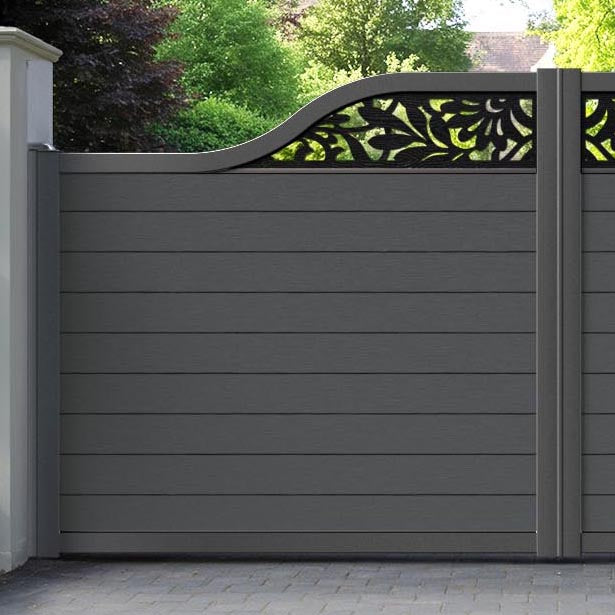 Fusion Heritage Curved Top Driveway Gate - Dark Grey - Top Screen