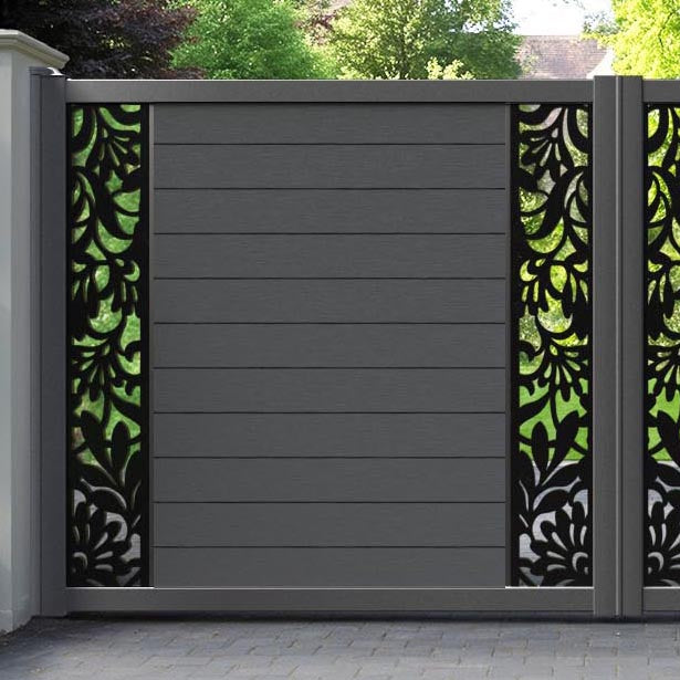 Fusion Heritage Straight Top Driveway Gate - Dark Grey - Middle & End Screen