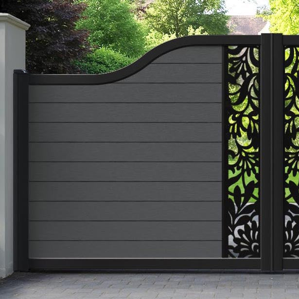 Fusion Heritage Curved Top Driveway Gate - Dark Grey - Middle Screen