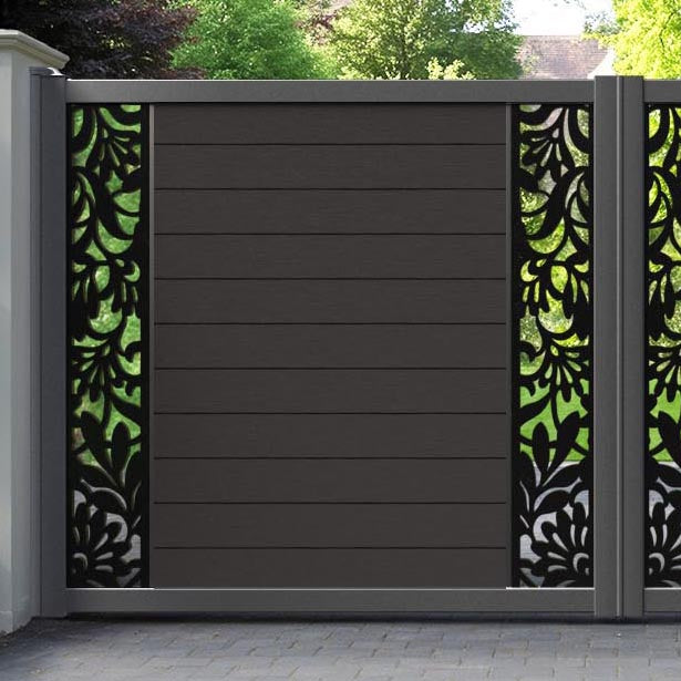 Fusion Heritage Straight Top Driveway Gate - Dark Oak - Middle & End Screen