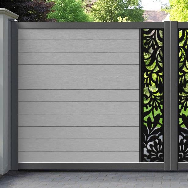 Fusion Heritage Straight Top Driveway Gate - Light Grey - Middle Screen