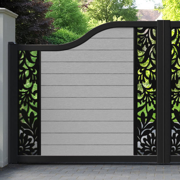 Fusion Heritage Curved Top Driveway Gate - Light Grey - Middle & End Screen