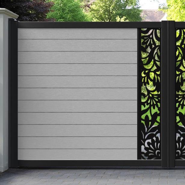 Fusion Heritage Straight Top Driveway Gate - Light Grey - Middle Screen