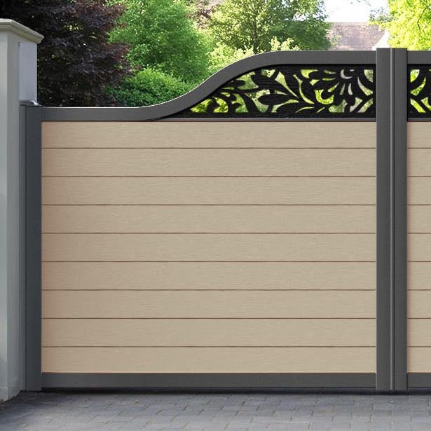Fusion Heritage Curved Top Driveway Gate - Light Oak - Top Screen