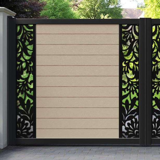 Fusion Heritage Straight Top Driveway Gate - Light Oak - Middle & End Screen