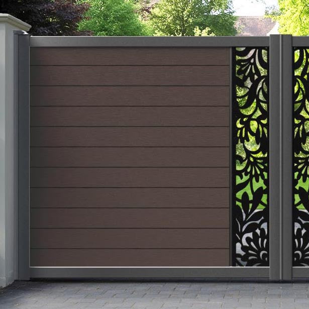 Fusion Heritage Straight Top Driveway Gate - Mid Brown - Middle Screen
