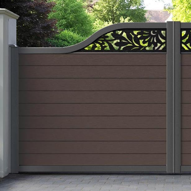 Fusion Heritage Curved Top Driveway Gate - Mid Brown - Top Screen